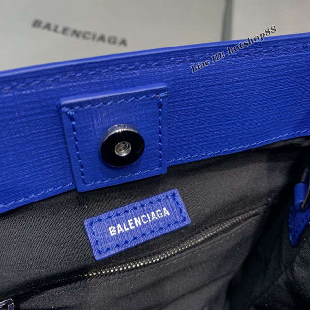 Balenciaga專櫃爆款小牛皮手提托特包 巴黎世家牙籤紋藍色小號方形購物包 fyj1680